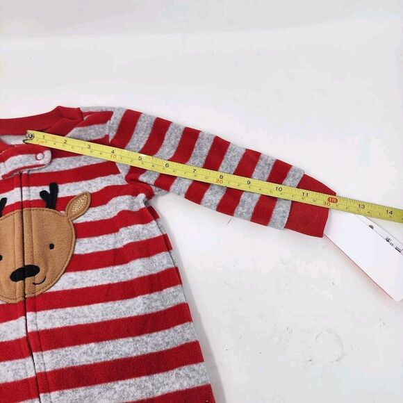 Carter's Just One You 6 Month Unisex Reindeer Striped Fleece Footed Pajama New - Picture 9 of 11